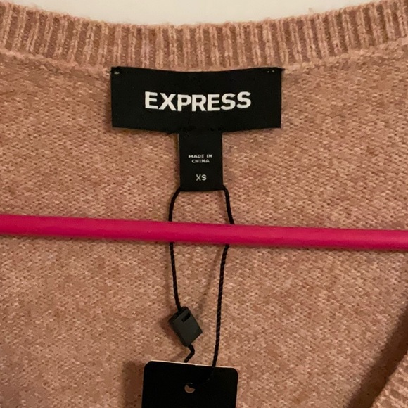 EXPRESS Blush Heather pink crop sweater cardigan button front top size XS - Picture 7 of 13
